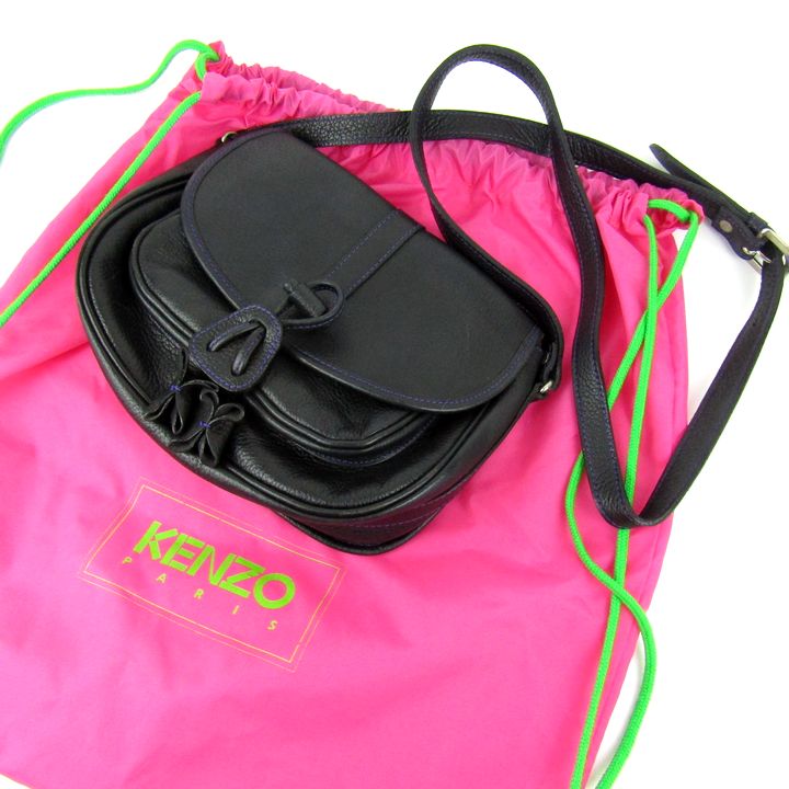 KENZO ブラックレザーショルダーバッグ KENZO ケンゾー 2WAYレザーショルダーバッグ ブラック (KENZO