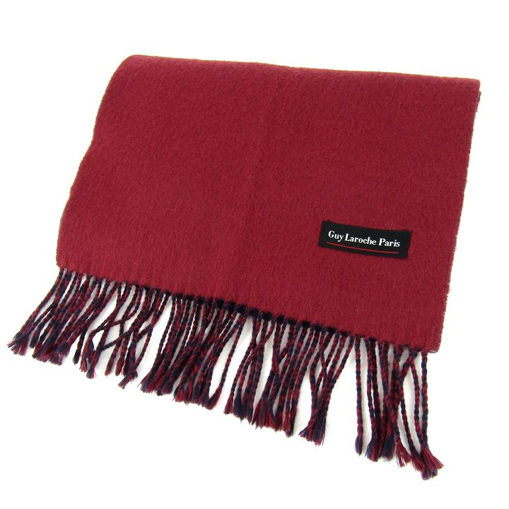 リバーシブル赤ベージュストライプマフラー ギ・ラロッシュ マフラー ストール 無地 リバーシブル ブランド