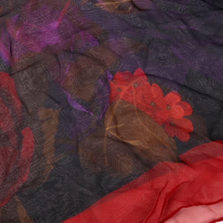 エスカーダ スカーフ シルク イタリア製 花柄 未使用 大判 シルクスカーフ ブランド レディース レッド ESCADA 【中古】