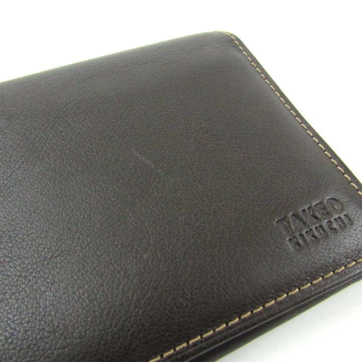 TAKEO KIKUCHI ダークブラウン 長財布　新品 TAKEO KIKUCHI 財布 アンティーク調レザー ラウンドファスナー