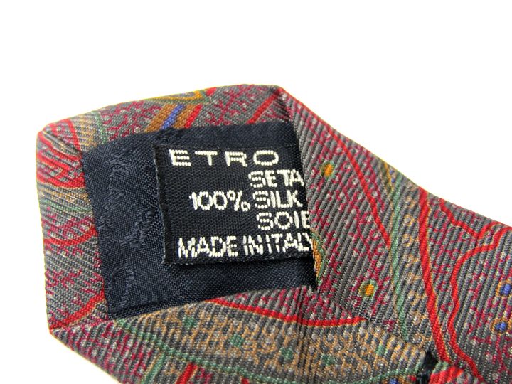 エトロ ネクタイ 総柄 ペイズリー 高級 シルク イタリア製 メンズ ワインレッド ETRO 【中古】