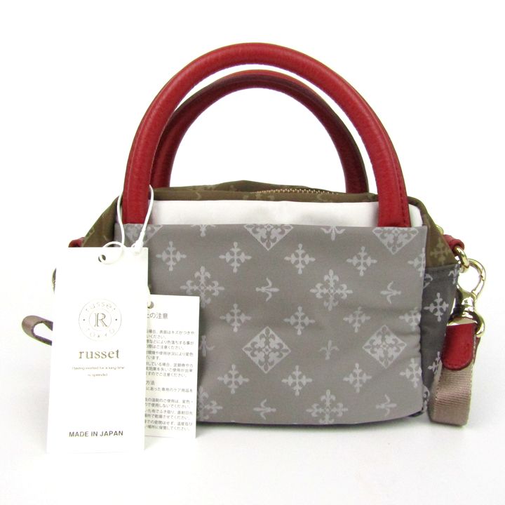 russet 2way ショルダー ハンド バッグ タッセル付 ラウン グレー russet 2way ショルダー ハンド バッグ タッセル付 ラウン