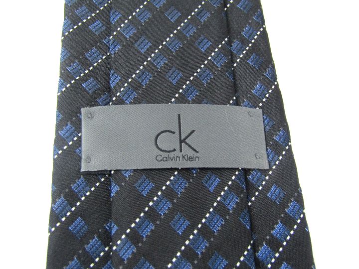カルバンクライン ネクタイ ストライプ柄 高級 シルク 日本製 CK メンズ ブラック Calvin klein 【中古】