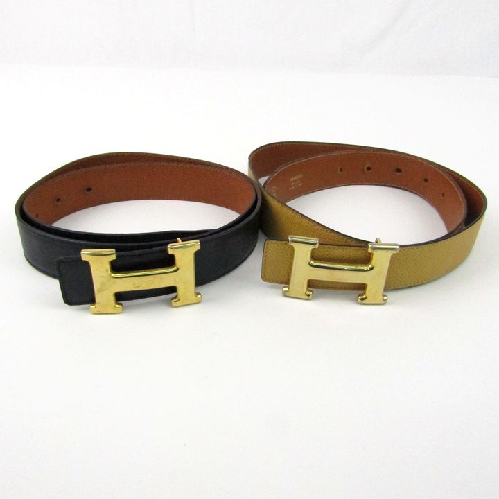 【美品】エポニーヌ／レザー ベルト ミラノ／ブラック エポニーヌ ミラノ ベルト 2点セット レザー Hロゴ バックル
