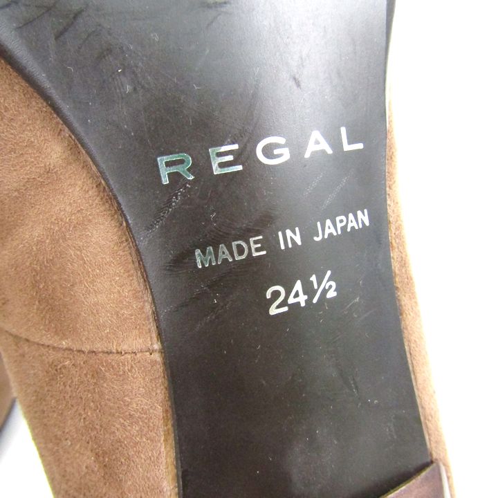 【美品】✨REGAL リーガル 24cm パンプス ゴールド金具 ベージュ 茶系 REGAL リーガル レディース パンプス ローヒール アーモンドトウ