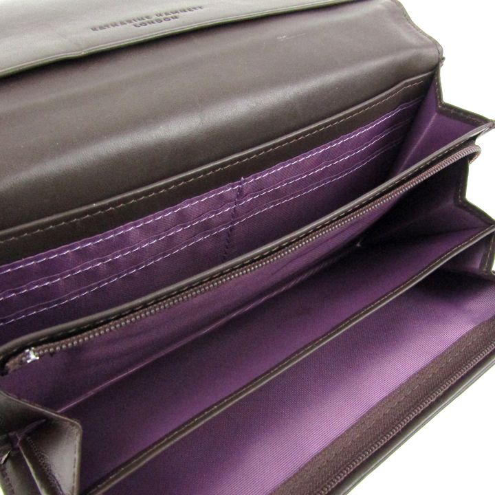 未使用品 KATHARINE HAMNETT ブルーメタリック長財布 KATHARINE