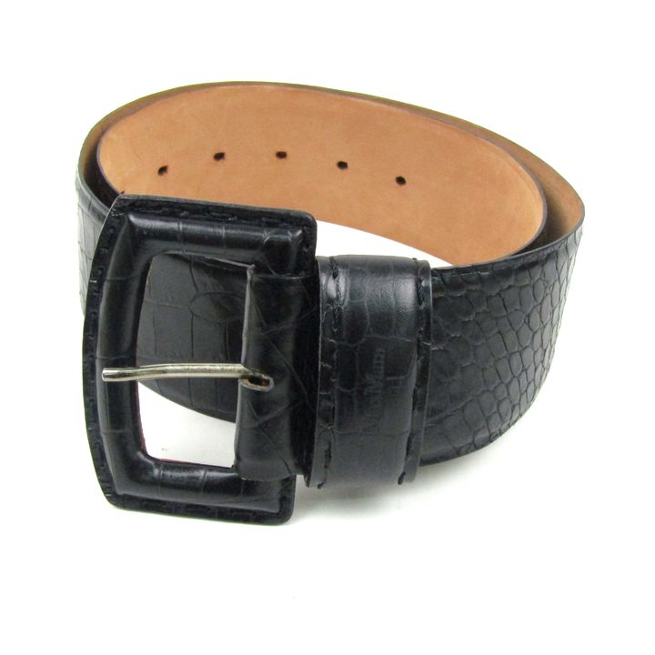 極美品 Max Mara マックスマーラ レザーベルト クロコ型押し イタリア製 マックスマーラ ベルト クロコ型押し レザー イタリア製