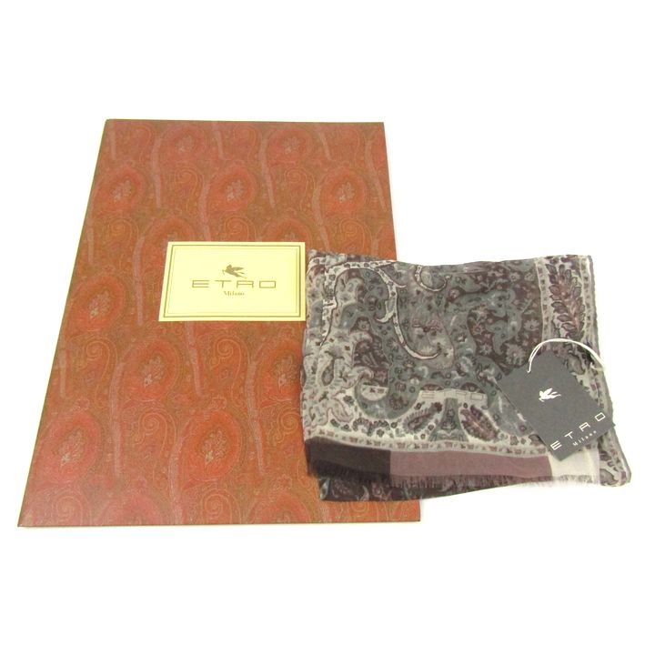 中古】ETRO(エトロ) ストール(ショール) グレーベージュ×ベージュ  