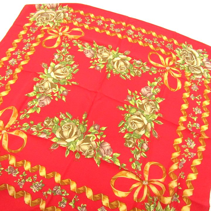 クリスチャンディオール スカーフ 花柄 シルク ブランド レディース