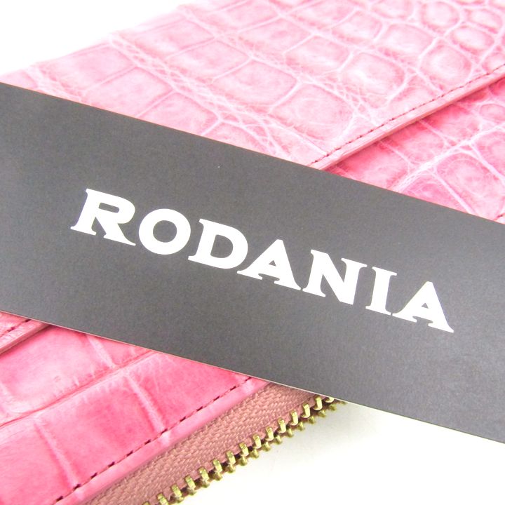 新品 RODANIA リアルクロコダイル ラウンドファスナー 長財布 ピンク ロダニア 長財布 クロコダイル 未使用 本革 レザー ロング
