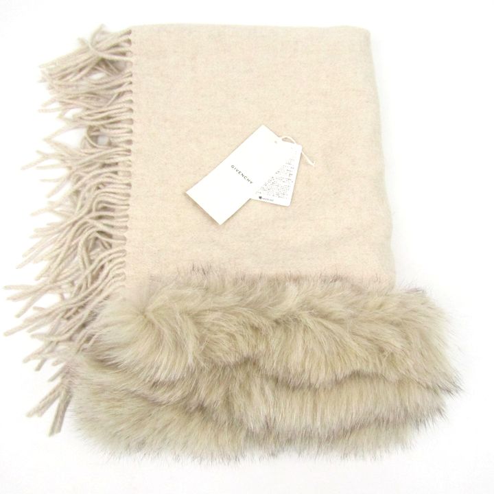 美品》GIVENCHY ジバンシー リアルファー ストール マフラー ベージュ