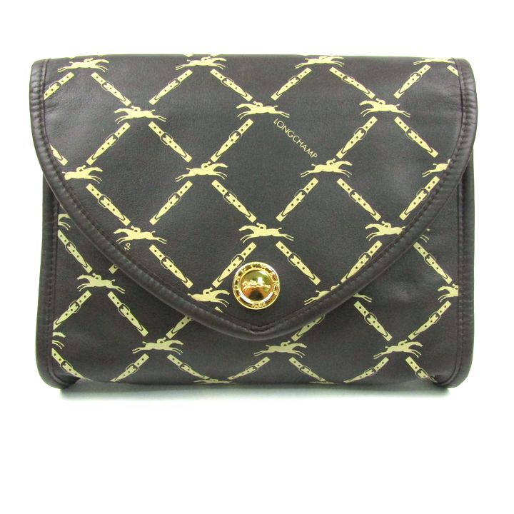 美品✨LONGCHAMP レザー ハンドバック アクセサリーポーチ ブランドロゴ Longchamp ロンシャン ロゴ トートバッグ レザー レディース [中古