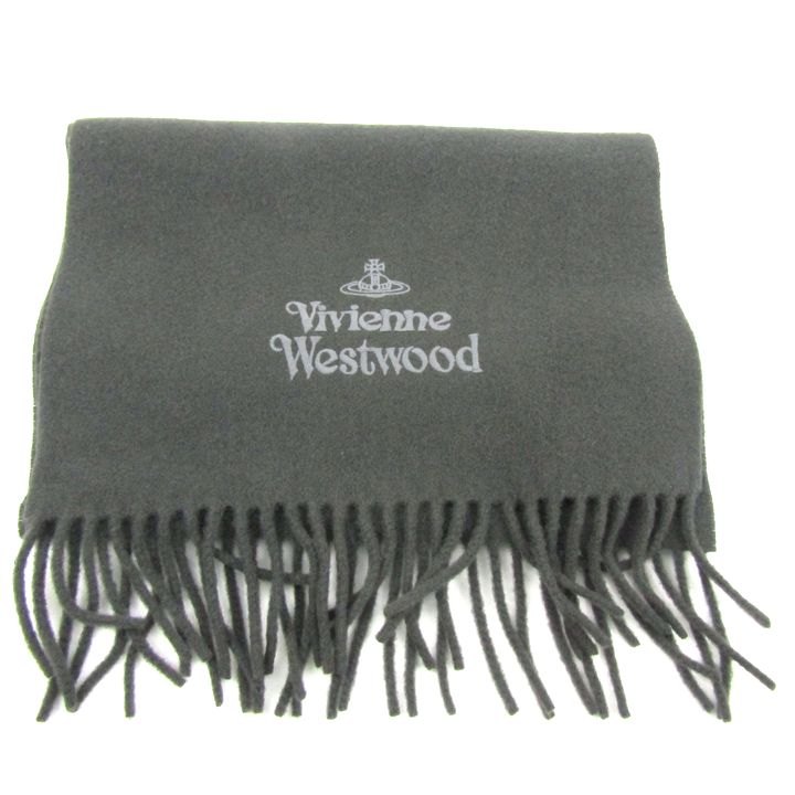 ヴィヴィアンマフラー　ウール　エンブレム　アングロマニア　オーブ　ダークグレー ヴィヴィアンマフラー ウール エンブレム アングロマニア オーブ