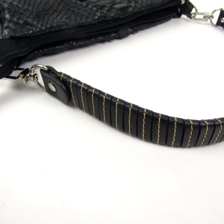 パイソン レザー 本革 ショルダーバッグ 未使用 2way 鞄 黒 レディース