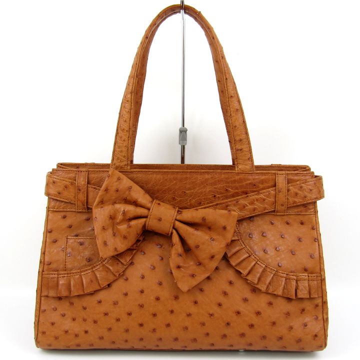 激レア！日本製総本革！JRA認定オーストリッチキャディーバック　フード＆ポーチ付 Hayashi TOKYO JRA認定 オーストリッチ レザー トートバッグ リボン 本