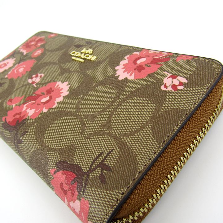 新品未使用】 COACH コーチ 長財布 ブラウン シグネチャー 花柄 花束 