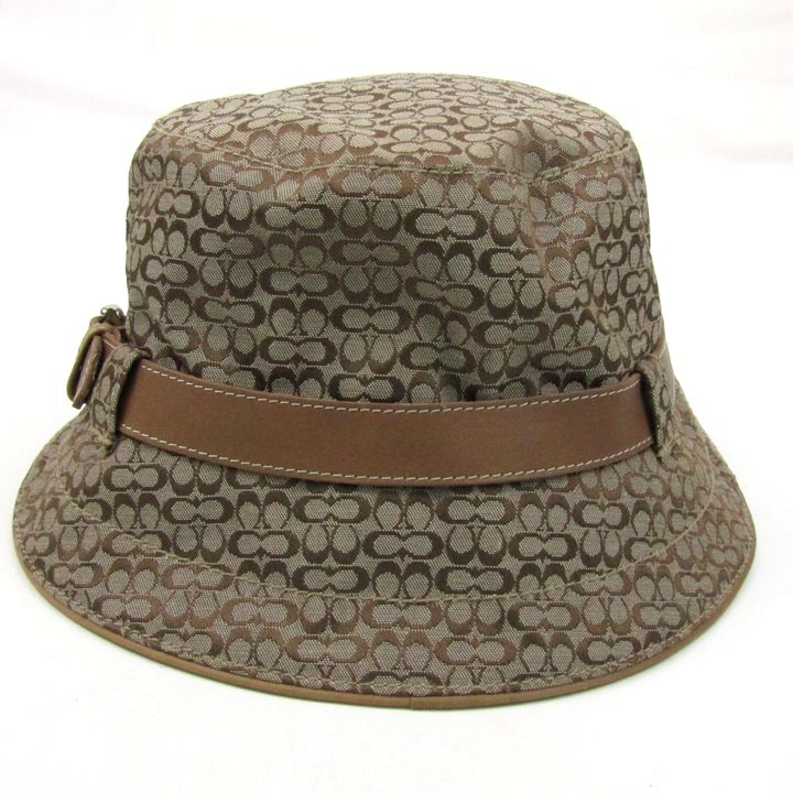 コーチ ハット ミニシグネチャー ベルト キャンバス レザー 帽子