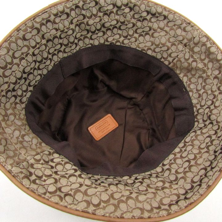 コーチ ハット ミニシグネチャー ベルト キャンバス レザー 帽子