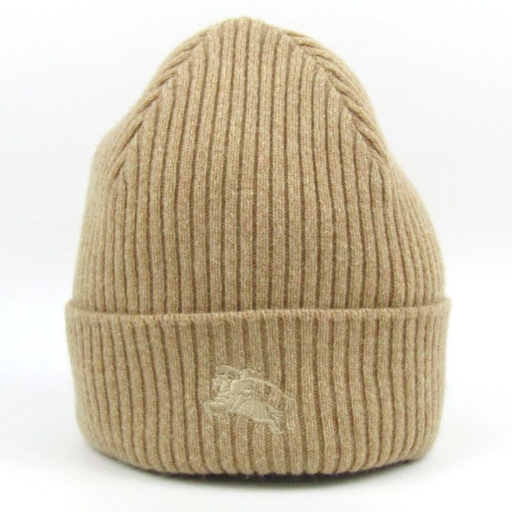 BURBERRY ベージュ ニット帽 フリーサイズ バーバリー ニットキャップ 帽子 ウール アンゴラ 混 ブランド