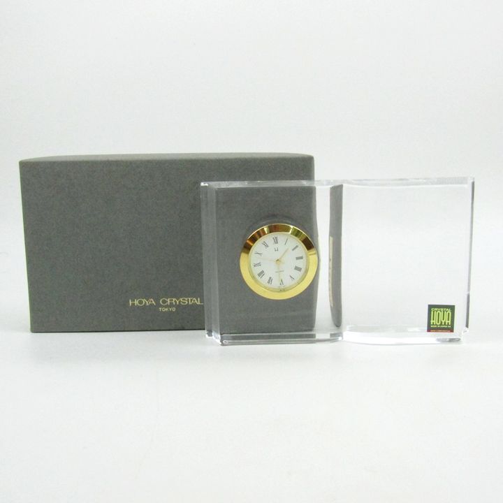 ホヤクリスタル　　　時計 ホヤクリスタル 置時計 アナログ時計 クリア インテリア 雑貨 ブランド