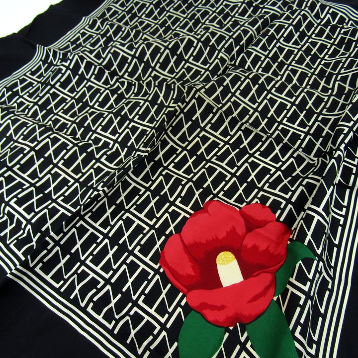 タケオニシダ スカーフ ツバキ 花柄 ロゴ シルク ブランド レディース