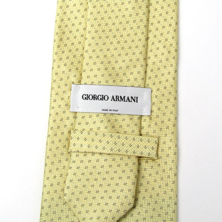 ジョルジオアルマーニ ネクタイ 総柄 格子柄 高級 シルク イタリア生地 メンズ イエロー GIORGIO ARMANI 【中古】