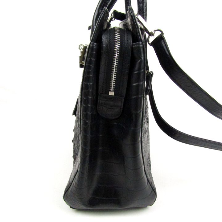 カイマン クロコダイル リアルレザー ハンドバッグ ショルダーバッグ  