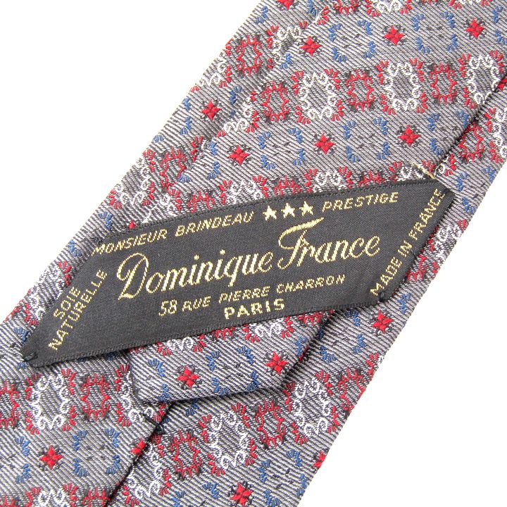ドミニクフランス Dominique France ネクタイ 総柄 絹 グレー