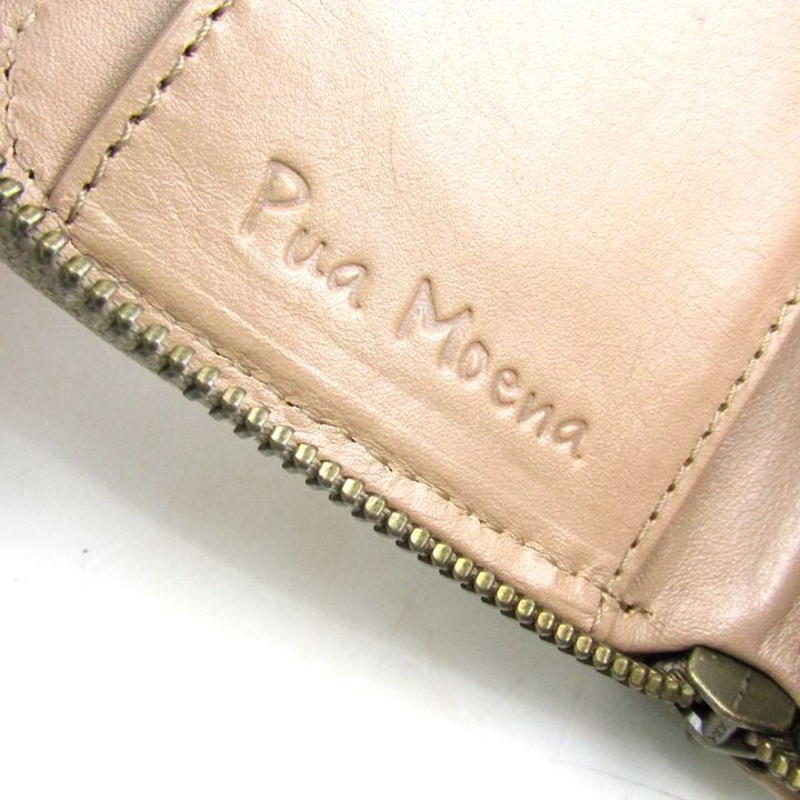 ピュアモエナ 二つ折り財布 レザー 小銭入れ有り メッシュ ウォレット ブランド レディース ベージュ Pua Moena ピュアモエナ 二つ折り財布 レザー 小銭入れ有り メッシュ ウォレット