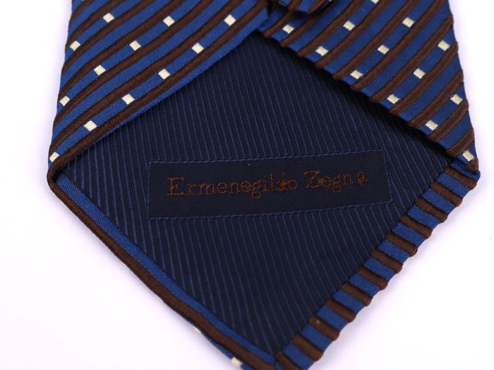エルメネジルドゼニア ブランドネクタイ ストライプ柄 シルク イタリア製 メンズ ブルー Ermenegildo Zegna