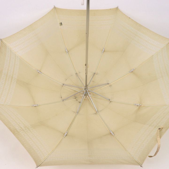ハナエモリ 折りたたみ傘 日傘 無地 ロゴ ブランド傘 収納時約32cm 小物 レディース ベージュ HANAE MORI 森英恵 【中古】