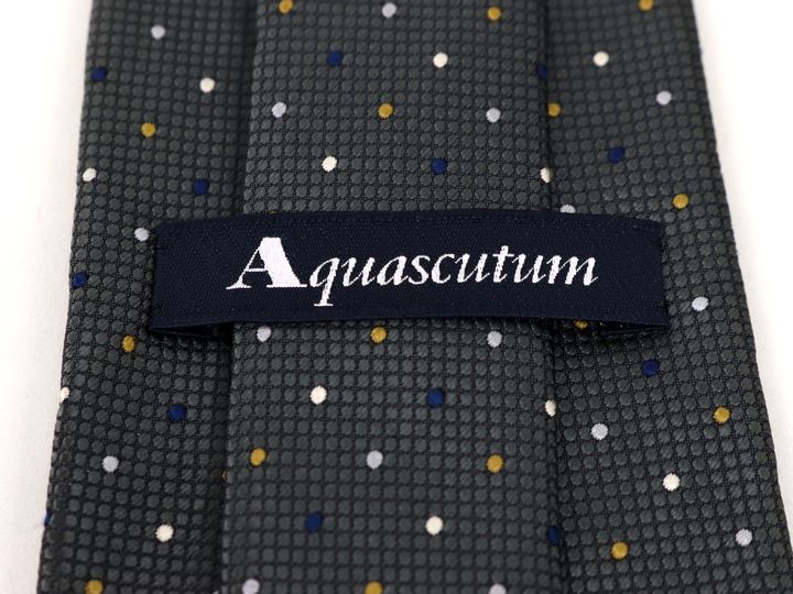 アクアスキュータム ブランドネクタイ ドット柄 ロゴ 高級 シルク 日本 