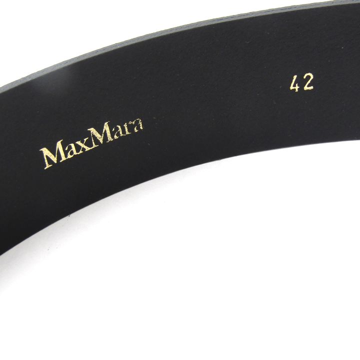マックスマーラ レザーベルト 型押し ピンバックル ブランド 小物 シンプル 黒 レディース 42サイズ ブラック MAX MARA