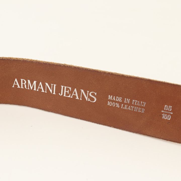 アルマーニ・ジーンズ ベルト ロゴバックル 本革レザー イタリア製 ブランド メンズ 85/100サイズ ブラウン ARMANI JEANS 【中古】