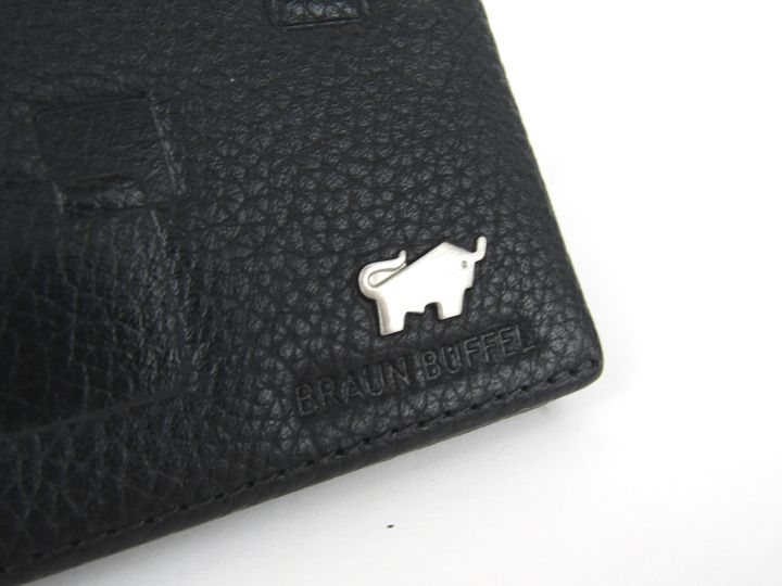 ブラウンビュッフェル 二つ折り財布 札入れ カードケース レザー 折りたたみ ドイツブランド メンズ ブラック BRAUN BUFFEL 【中古】