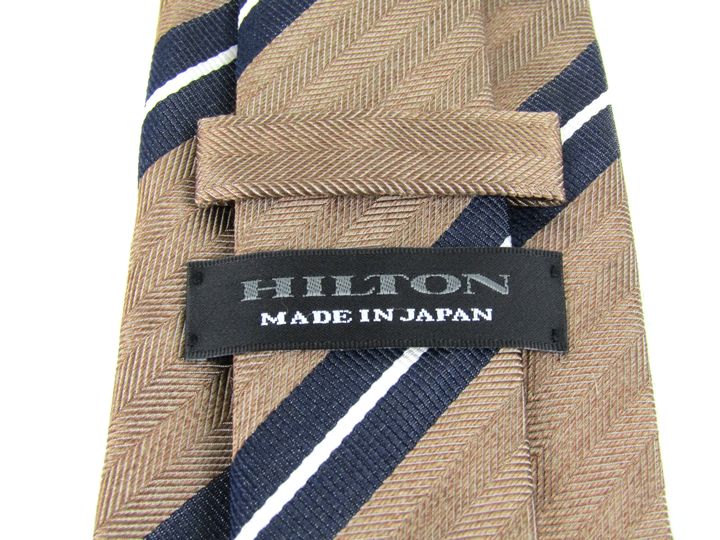 ヒルトン ブランドネクタイ ストライプ柄 シルク 日本製 メンズ ブラウン HILTON 【中古】