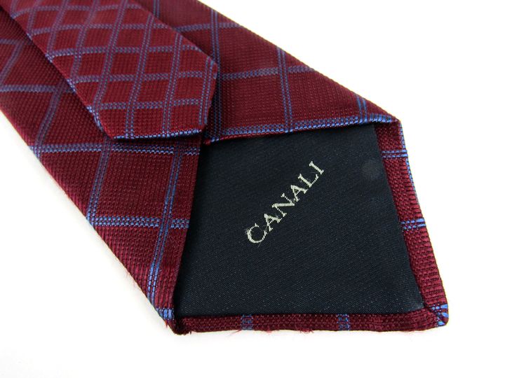 カナーリ ブランドネクタイ チェック柄 シルク イタリア生地 メンズ レッド CANALI 【中古】