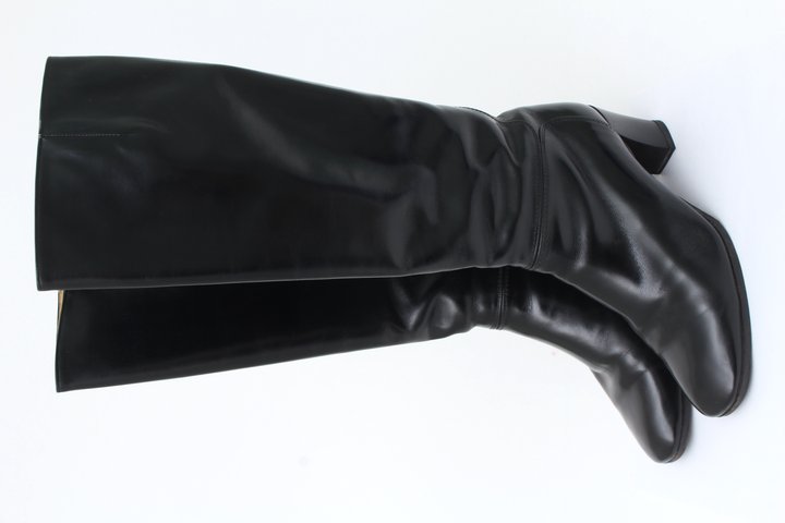 クリスチャンディオール ロングブーツ 本革レザー サイドジップ ハイブランド シューズ 23.5cm相当 靴 レディース 7サイズ ブラック Dior 