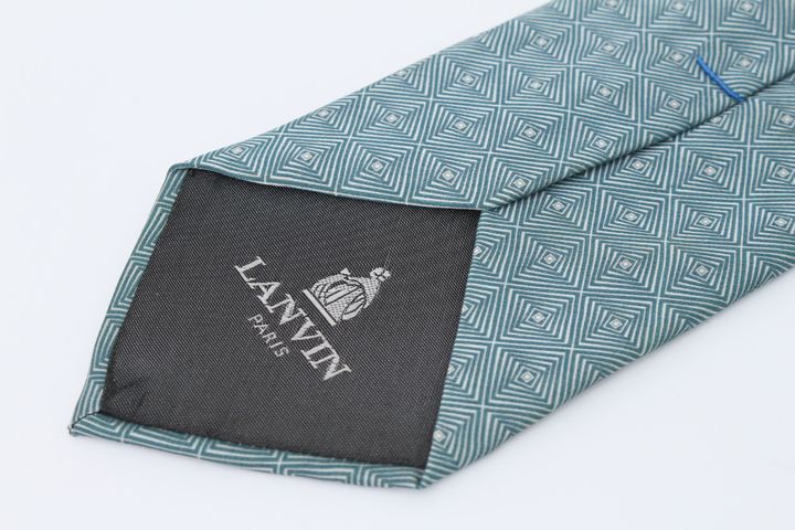 ランバン ブランドネクタイ 総柄 幾何学模様 シルク 未使用品 メンズ 