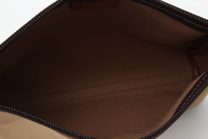 ランセル セカンドバッグ ロゴ レザータグ フランス製 ブランド ポーチ 鞄 メンズ ベージュ LANCEL 【中古】