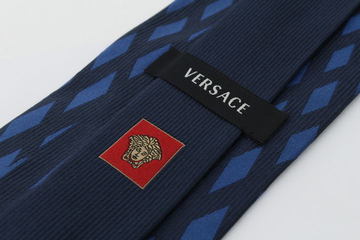 ヴェルサーチ ネクタイス クエアドット柄 メドゥーサ柄 高級 シルク イタリア製 メンズ ネイビー VERSACE