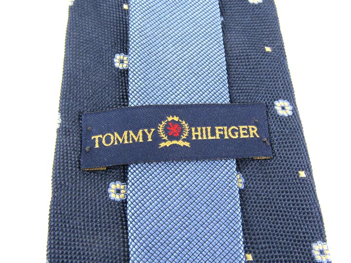 トミーヒルフィガー ブランドネクタイ 小紋柄 シルク USA製 メンズ ネイビー TOMMY HILFIGER 【中古】