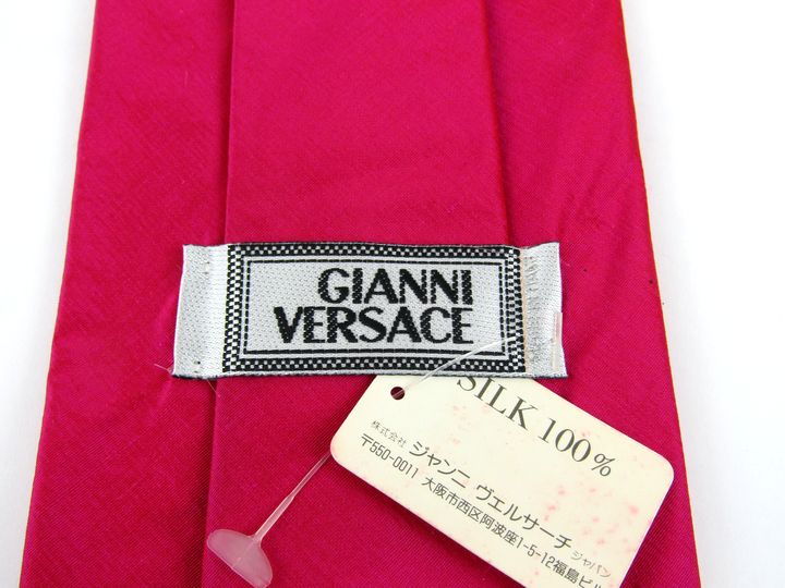 ジャンニ・ヴェルサーチ ブランドネクタイ パネル柄 植物柄 シルク イタリア製 未使用品 メンズ ブルー Gianni Versace