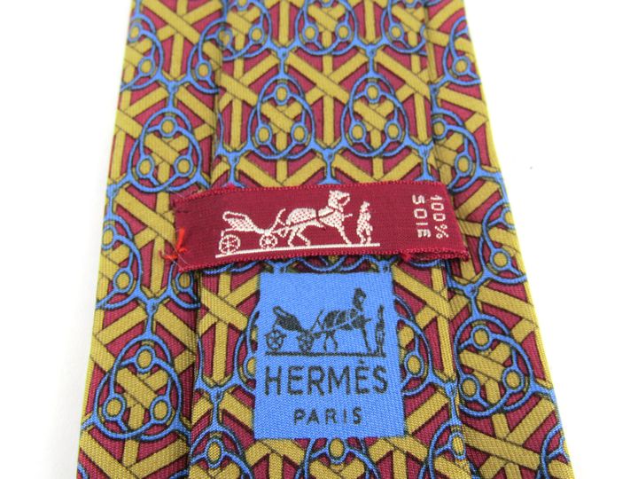 ✨️美品✨️ HERMES フランス製 チェーン柄 レッド系 総柄