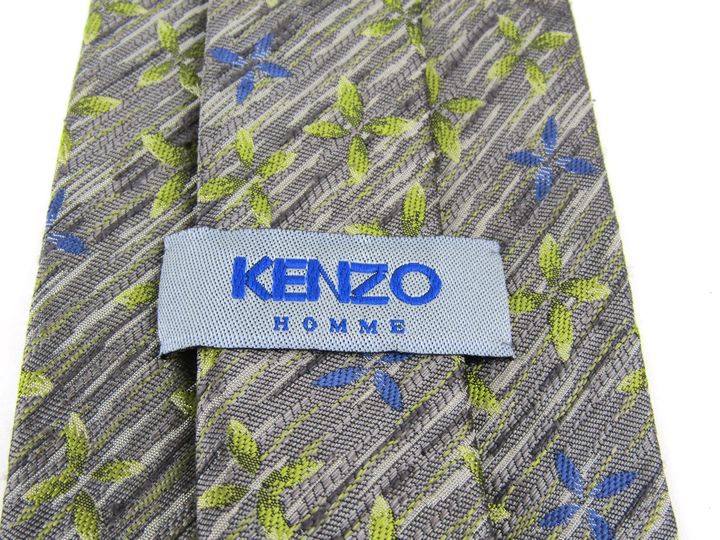 ケンゾー ブランドネクタイ 総柄 植物柄 シルク 日本製 メンズ ベージュ KENZO 【中古】