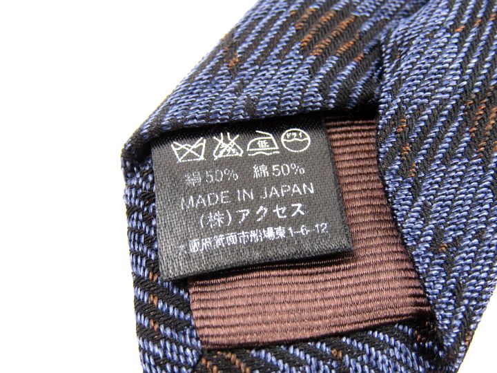 ヒルトン ネクタイ チェック柄 高級 シルク リネン 日本製 イタリア生地 メンズ ブルー HILTON