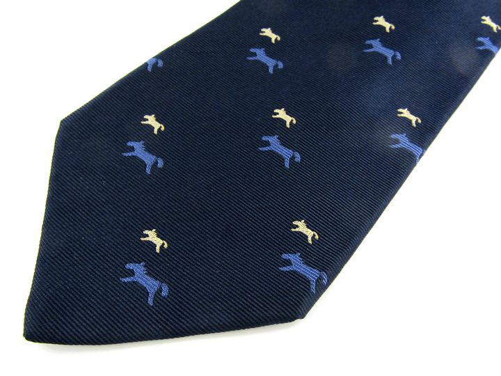 ラルフローレン ブランドネクタイ 総柄 動物柄 ホース 馬 シルク 日本製 メンズ ネイビー RALPH LAUREN 【中古】