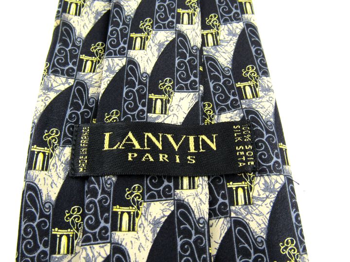 ランバン ブランドネクタイ 総柄 シルク フランス製 メンズ