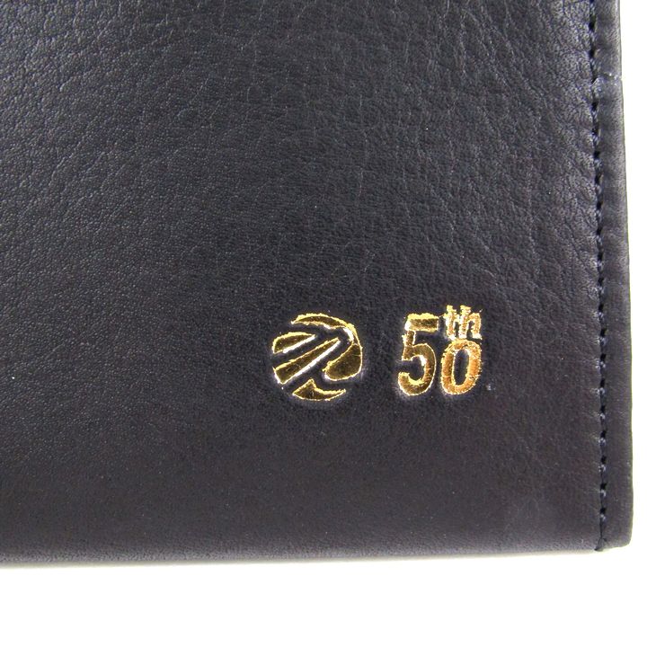 長財布 未使用 札入れ レザー カードケース 50th 二つ折り ロングウォレット シンプル 黒 メンズ ブラック