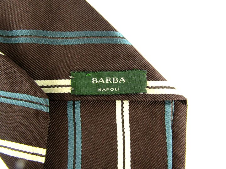 バルバ ブランドネクタイ ストライプ柄 シルク ナポリ メンズ ブラウン BARBA 【中古】